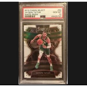 2019-20 Panini Select Concourse Jayson Tatum #54 White Prizm /149 GEM MT PSA 10
